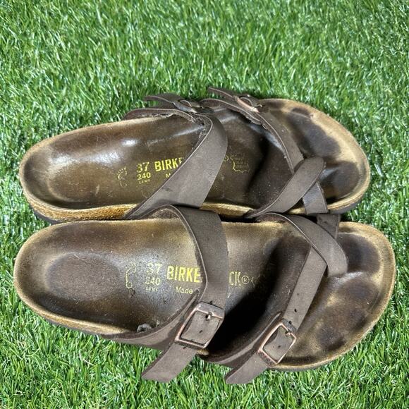 Birkenstock Arizona Women's Size 7 US 37 EU Brown Leather Made In Germany - Picture 2 of 5